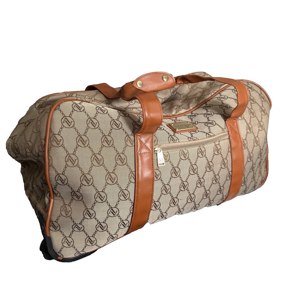 Adrienne Vittadini Duffle Bag Signature Print Monogram Italian Travel Luggage - Picture 5 of 16